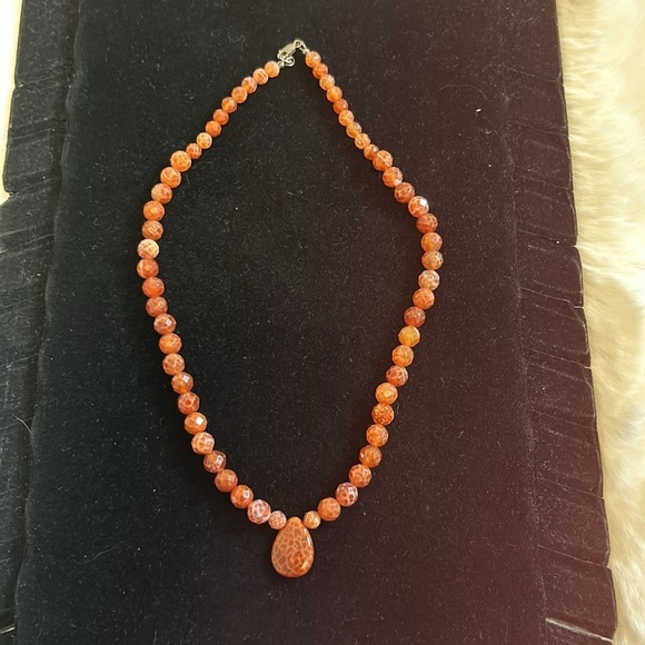 Rust Color Carnelian Beaded Necklace - Picture 3 of 9